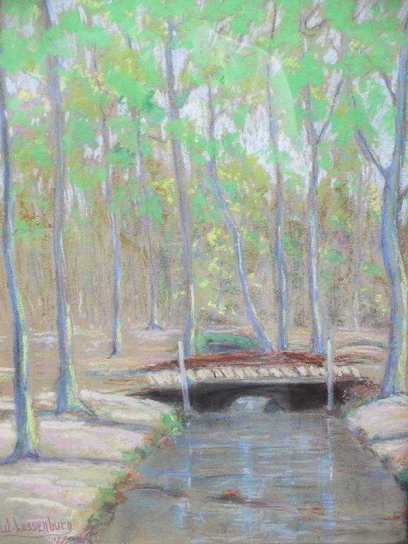 David Lussenburg, Hulshorsterbos met beekbruggetje, Pastel 1913 verkocht voor € 70!