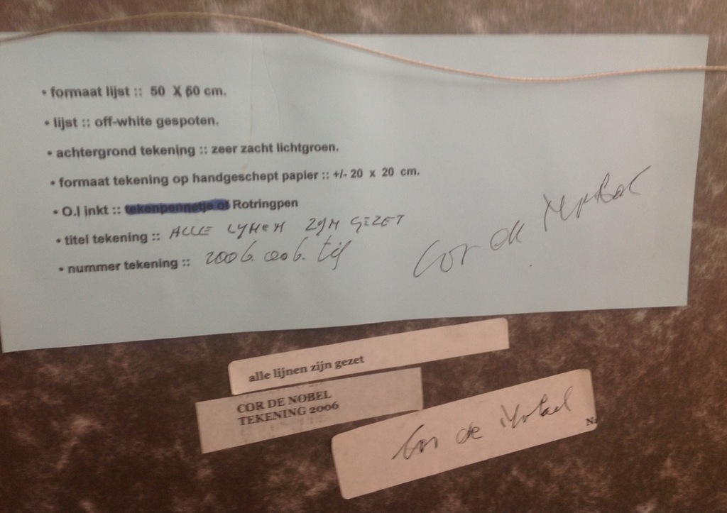 Cor de Nobel, 'alle lijnen zijn gezet', inkttekening 2006 kopen? Bied vanaf 160!