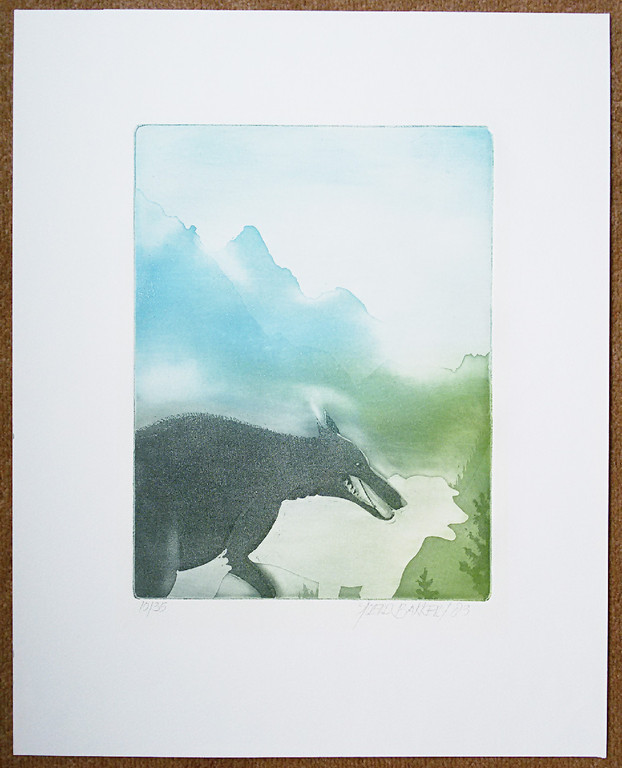 Sjoerd Bakker - Wolf en schaap, aquatint ets  kopen? Bied vanaf 1!