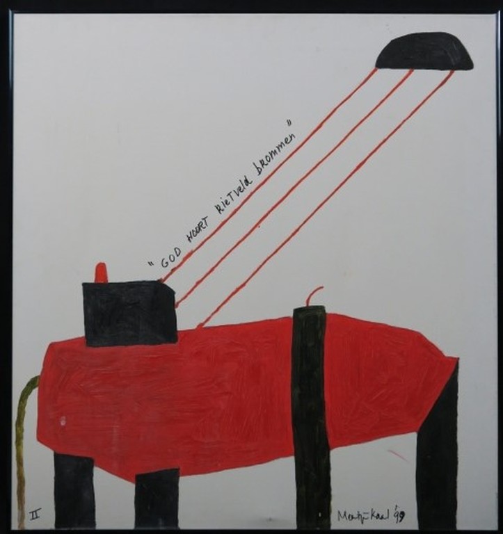 Meertje Kaal: Olieverf op doek, God hoort Rietveld brommen - Ingelijst (groot) kopen? Bied vanaf 1!