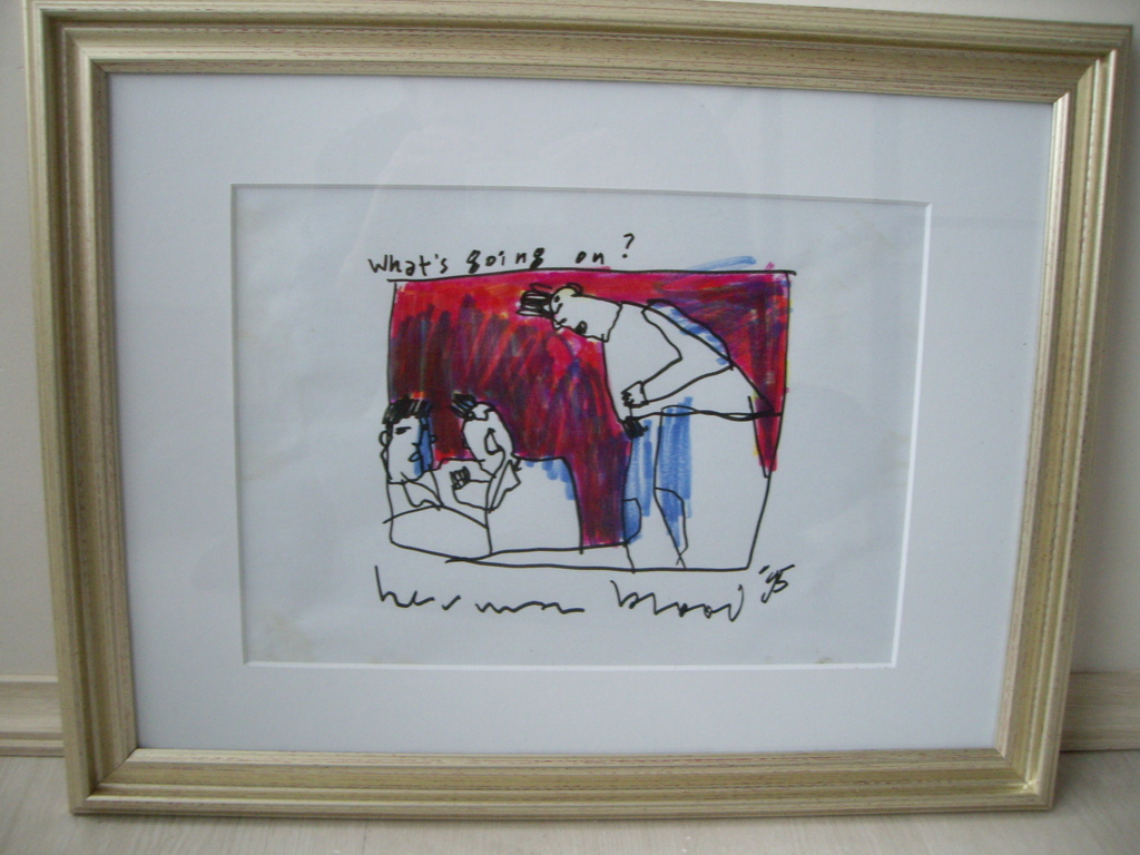 Herman Brood tekening 30 x 20 cm met lijst verkocht voor € 250!