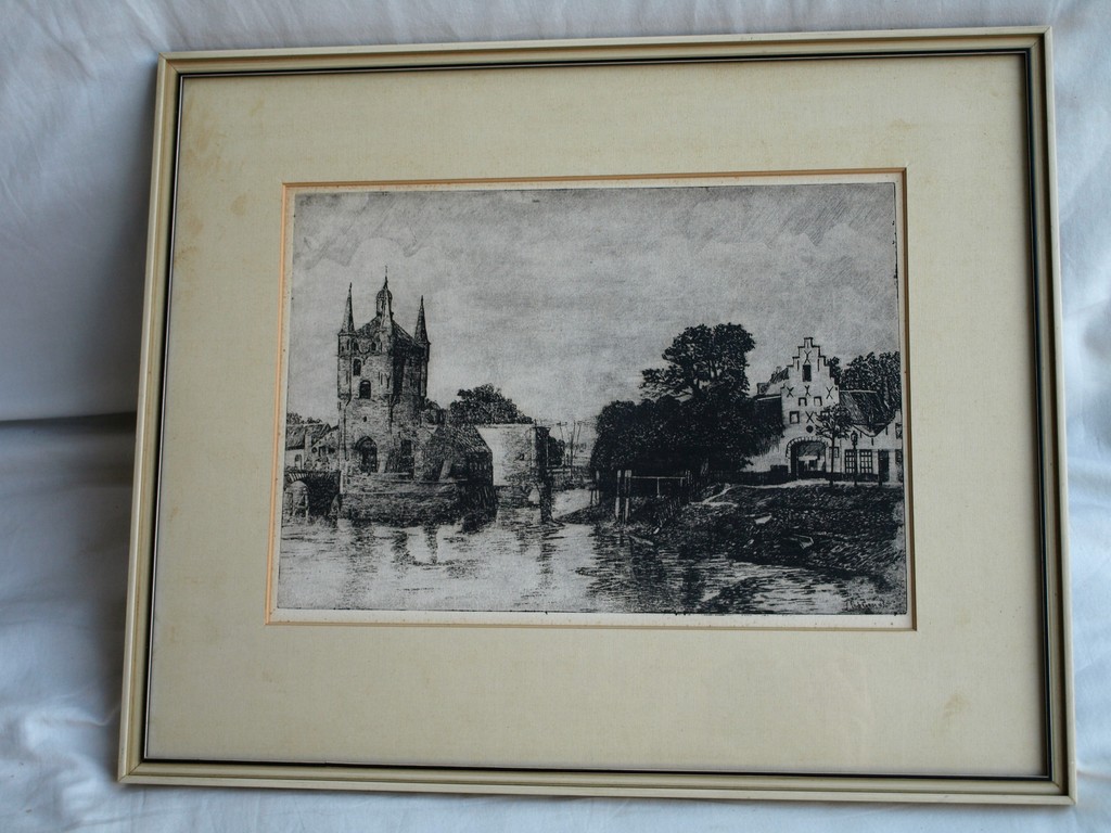 Frans de Groen :  2 Etsen , Dag en Nacht â�� ingelijst â�� ca 1945 kopen? Bied vanaf 35!