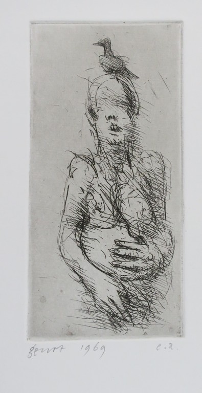 Geurt van Dijk: Ets, Vogel-vrouw kopen? Bied vanaf 1!