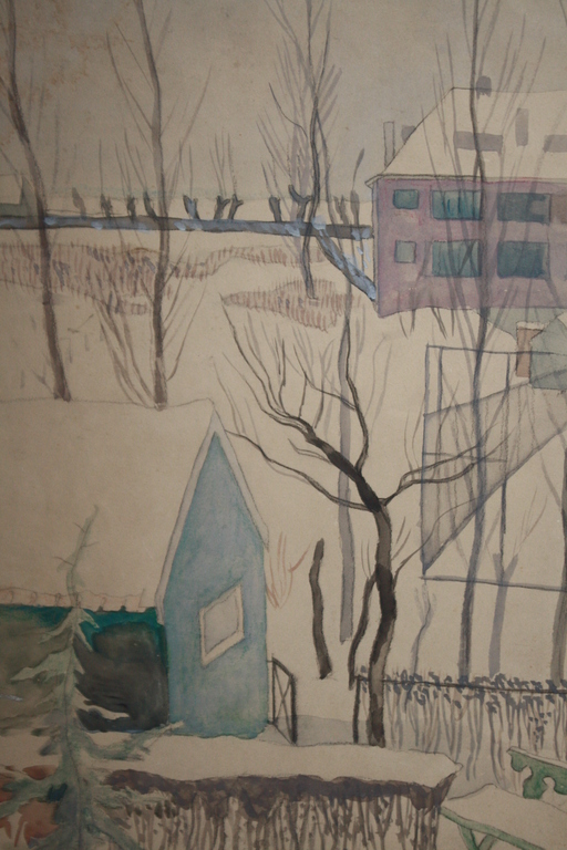 JAAP GIDDING  - AQUAREL TUIN IN DE WINTER  - VROEG WERK kopen? Bied vanaf 50!