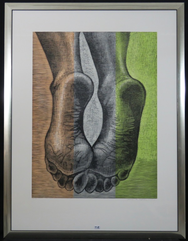 Jacomijn den Engelsen: Houtsnede, Zonder titel - Ingelijst (Zeer Groot!) kopen? Bied vanaf 250!