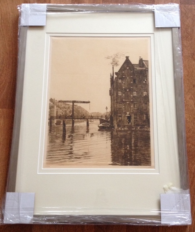 Willem Witsen ets Pakhuizen op Uilenburg. verkocht voor € 225!