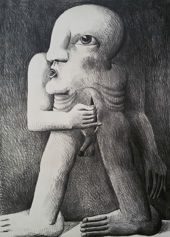 Horst Antes - Horst Antes - Figur mit einer Wunde, litho verkocht voor € 195!