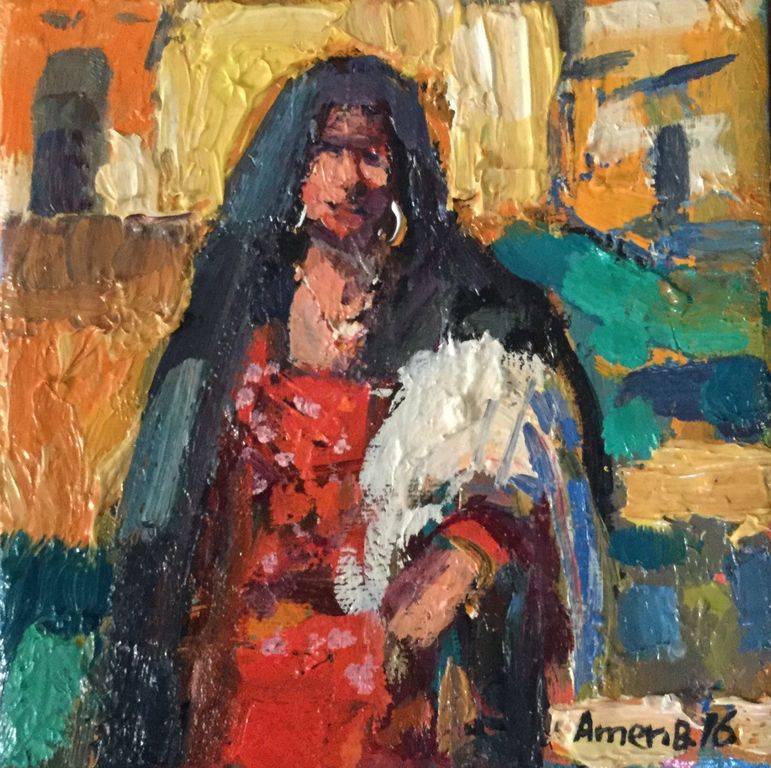 Amer Bader: vrouw; olie op canvas kopen? Bied vanaf 95!