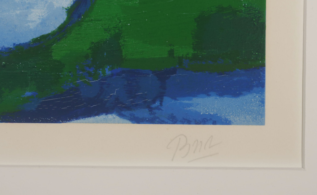 Gerrit Benner: Zeefdruk, Abstract landschap - Ingelijst kopen? Bied vanaf 600!