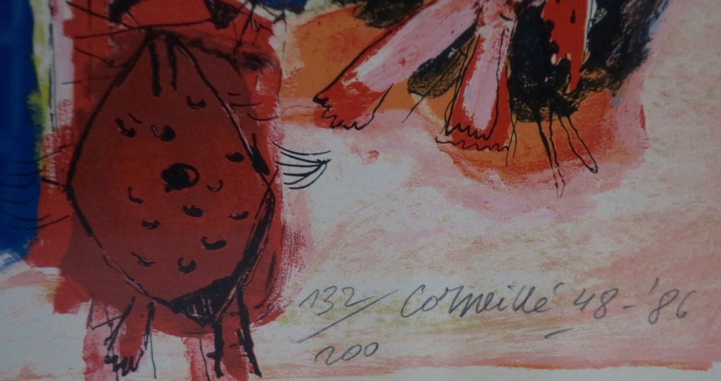 Corneille: Litho, Compositie met beesten en figuren IV - Ingelijst kopen? Bied vanaf 1!