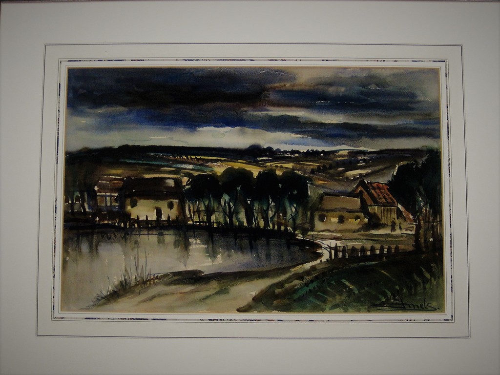 Weergaloos mooi Aquarel "Avond boven Limburgs landschap" van Jac Mels  kopen? Bied vanaf 1!