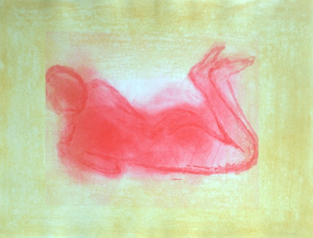 Claude Garache, Ocre I, grote aquatint 1989, zelden aangeboden! verkocht voor € 220!