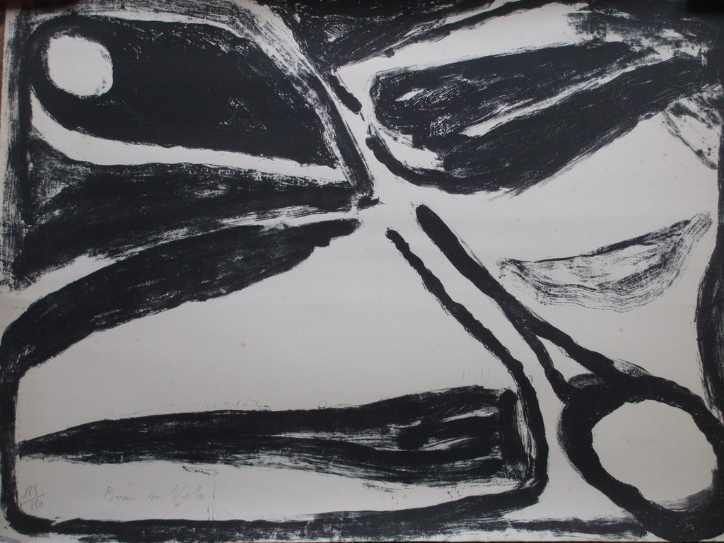 Bram van Velde, Compositie in zwart-wit, Litho verkocht voor € 140!