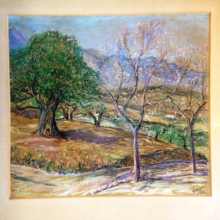 Onbekende kunstenaar (alleen monogram M.W.), pastel, landschap in Spanje kopen? Bied vanaf 25!