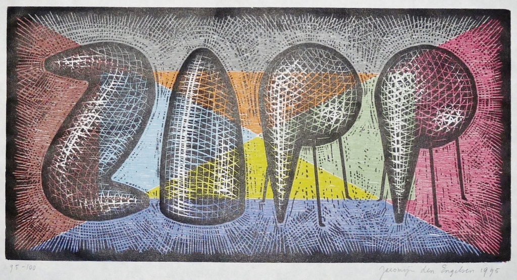 Jacomijn den Engelsen: Houtsnede, Zapp, Gesigneerd, 1995 kopen? Bied vanaf 35!