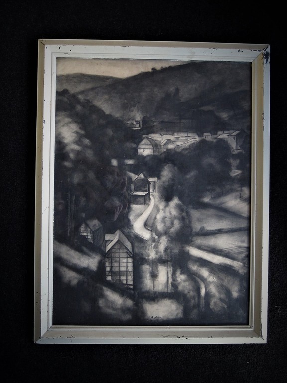 Post-Impressionistisch 1935 Houtskooltekening "Bergachtig landschap" gesigneerd  kopen? Bied vanaf 1!