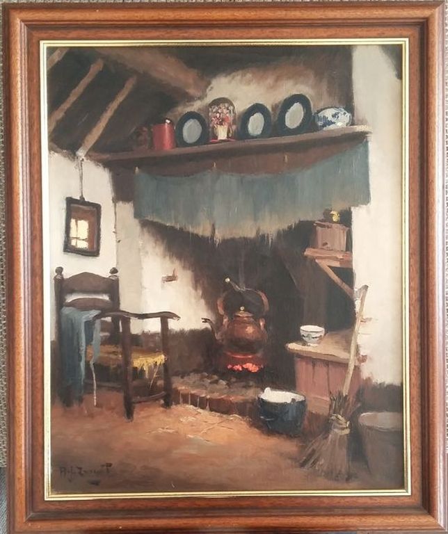 A.J. Zwart (1903-1981) - Interieur te Lage Mierde - olieverf op doek kopen? Bied vanaf 260!
