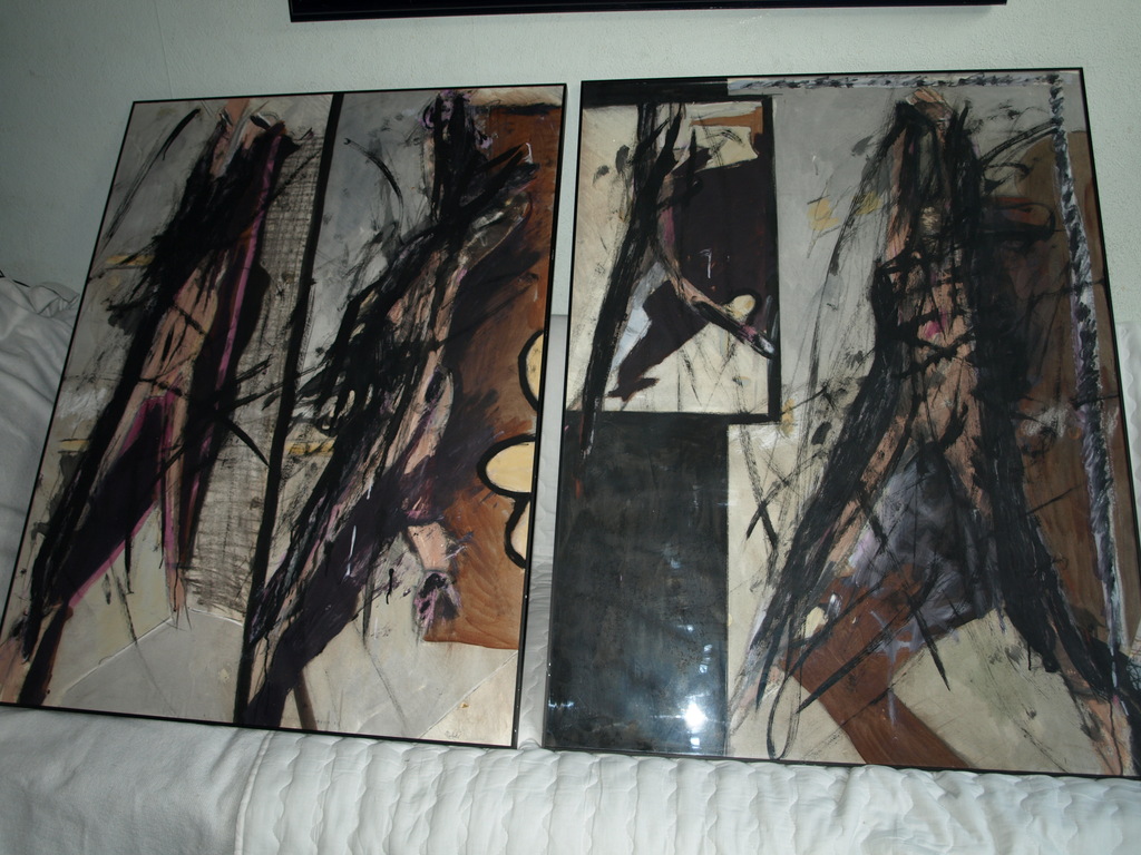 Peter Bakker – Olieverf op papier – Tweeluik - Seven More Days to Go - Gesigneerd - 1986 – Ingelijst, 2x 75x100 cm kopen? Bied vanaf 95!