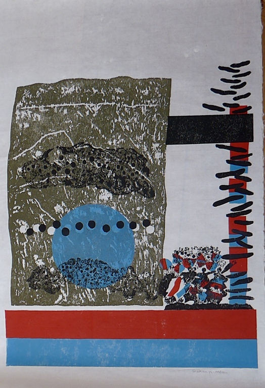 Jef Diederen (1920-2009), Houtsnede uit 1975 met de titel: Tumult kopen? Bied vanaf 1!