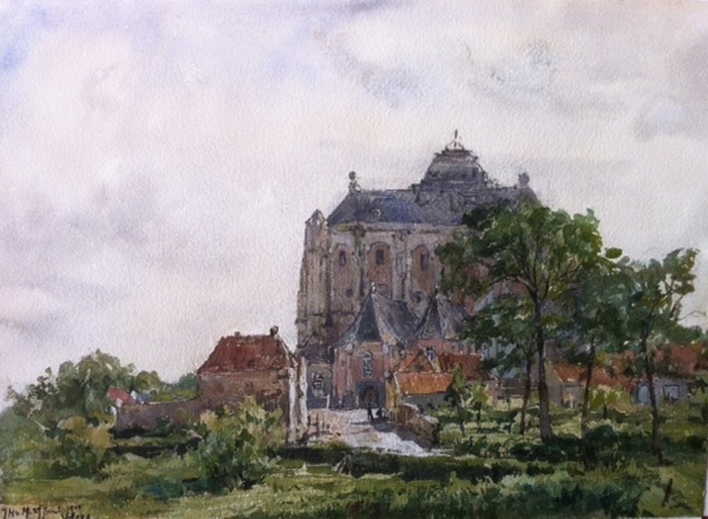 Johan Hendrik van Mastenbroek (1875-1945): Aquarel, Zomers gezicht op Veere kopen? Bied vanaf 375!