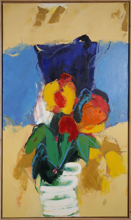 Henk van Vessem: Olieverf op Doek, De bloem zij welt uit zichzelf op - Ingelijst verkocht voor € 486!