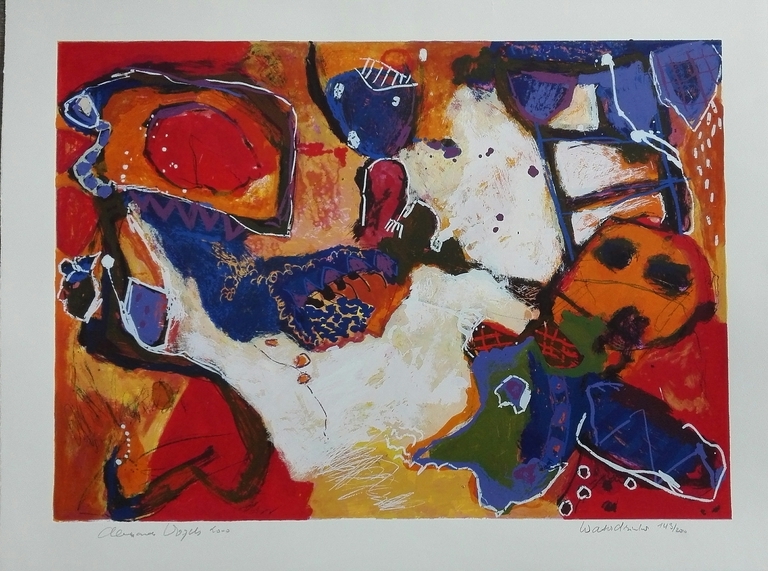 Alexander Vogels, zeefdruk op papier, Titel; " Waterdrinker " verkocht voor € 40!