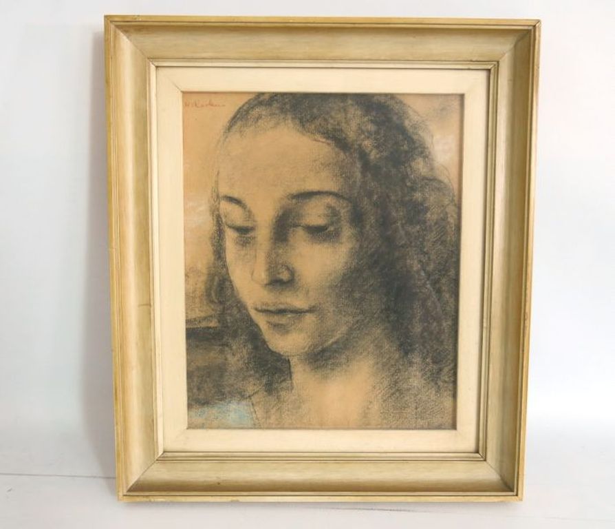 H. Roelen, tekening: Vrouwenkop - ingelijst kopen? Bied vanaf 50!