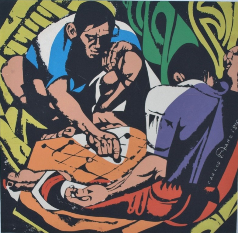 'Dama' (dammen) - - gesigneerde kleurenlitho verkocht voor € 45!