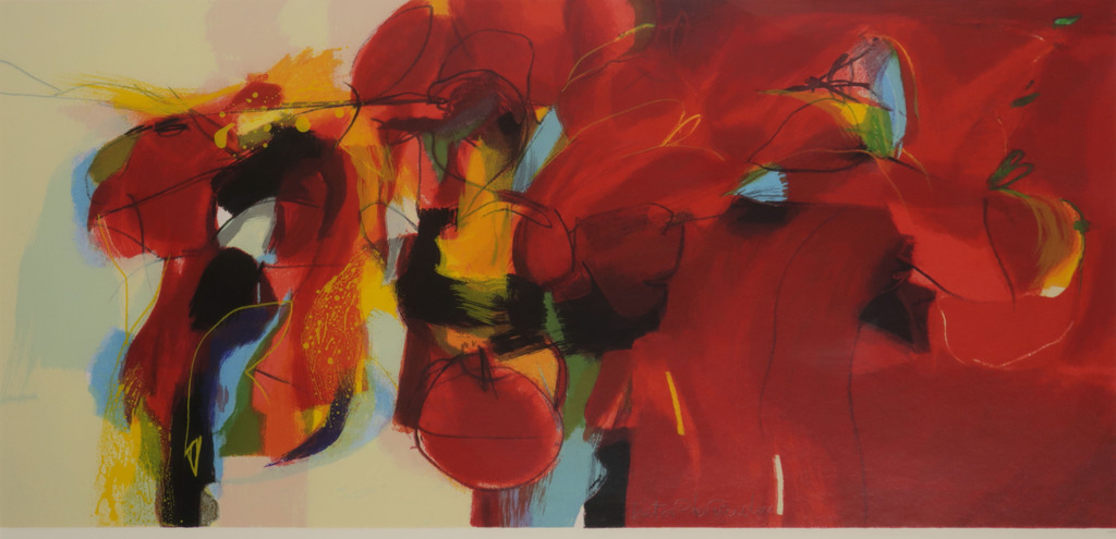 Pieter Vermeulen: Zeefdruk, Rood geschikt - Ingelijst kopen? Bied vanaf 50!