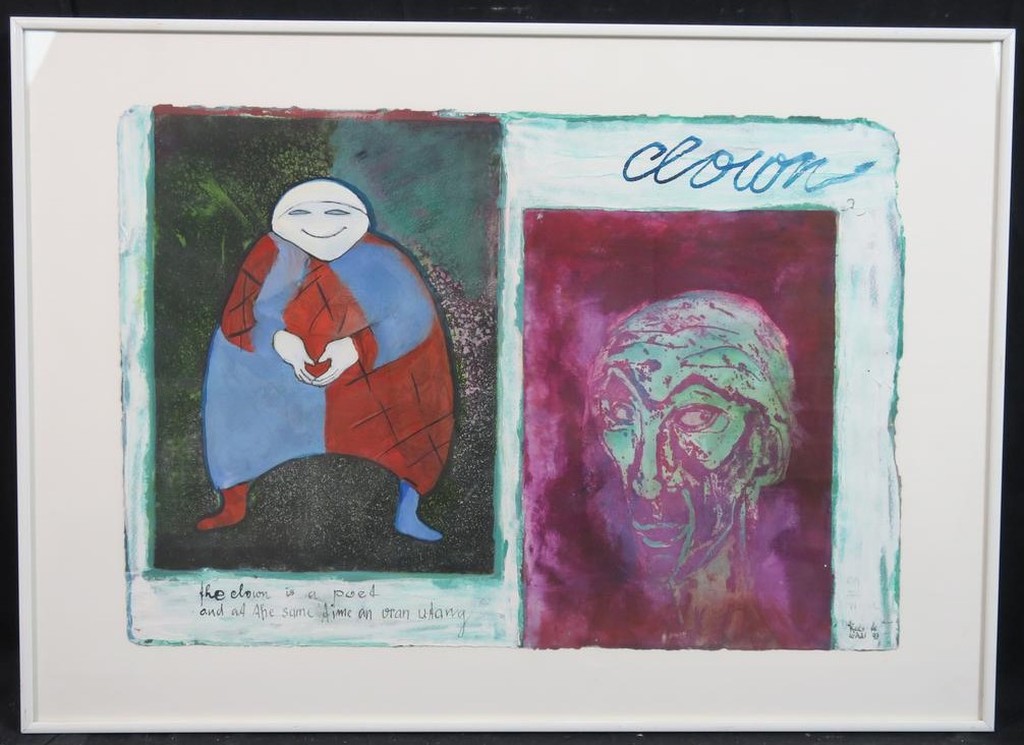 Kees de Waal: Gouache, Ets en Aquatint, Clown - Ingelijst kopen? Bied vanaf 1!