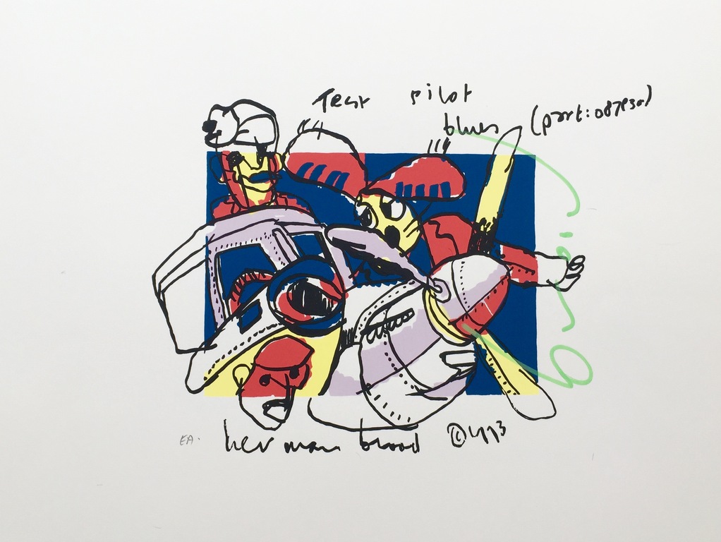 Herman Brood - Originele Hand Gesigneerde Zeefdruk - "Test Pilot Blues" verkocht voor € 85!