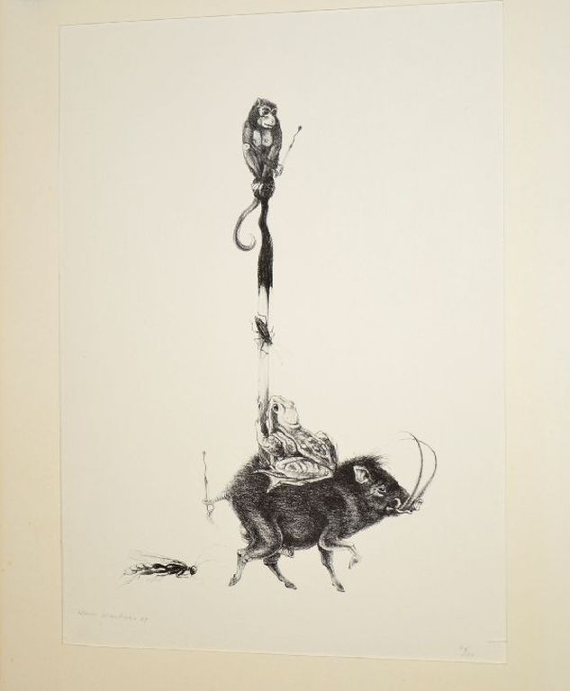 Hans Kanters: Litho, Dieren met lucifers, 1979 kopen? Bied vanaf 1!