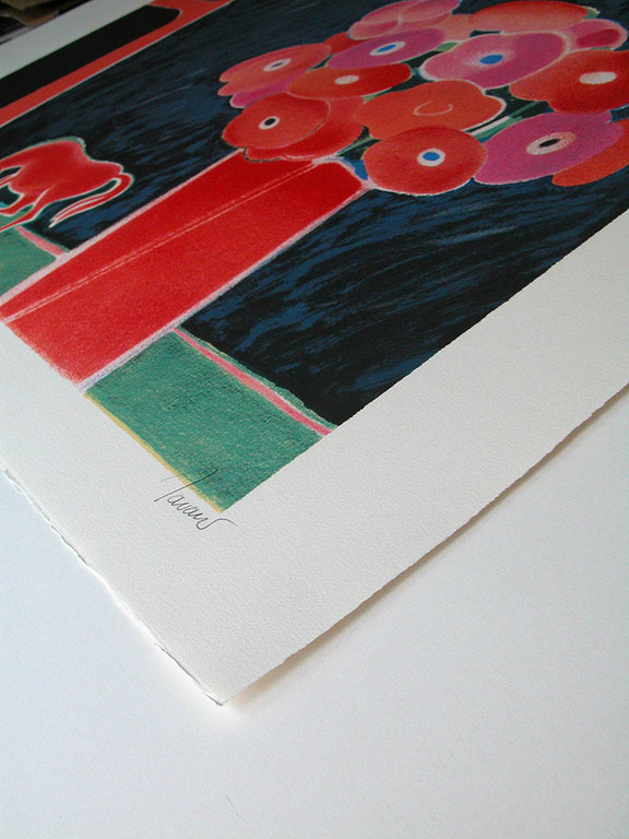 Albert Zavaro, ‘Le bouquet rouge’ - originele kleurenlitho, handgesigneerd, ed.  kopen? Bied vanaf 65!