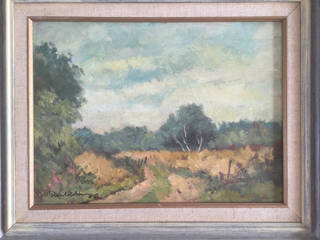 Roel Wildeboer; Olieverf op paneel, heide bij Hilversum 1985 kopen? Bied vanaf 145!