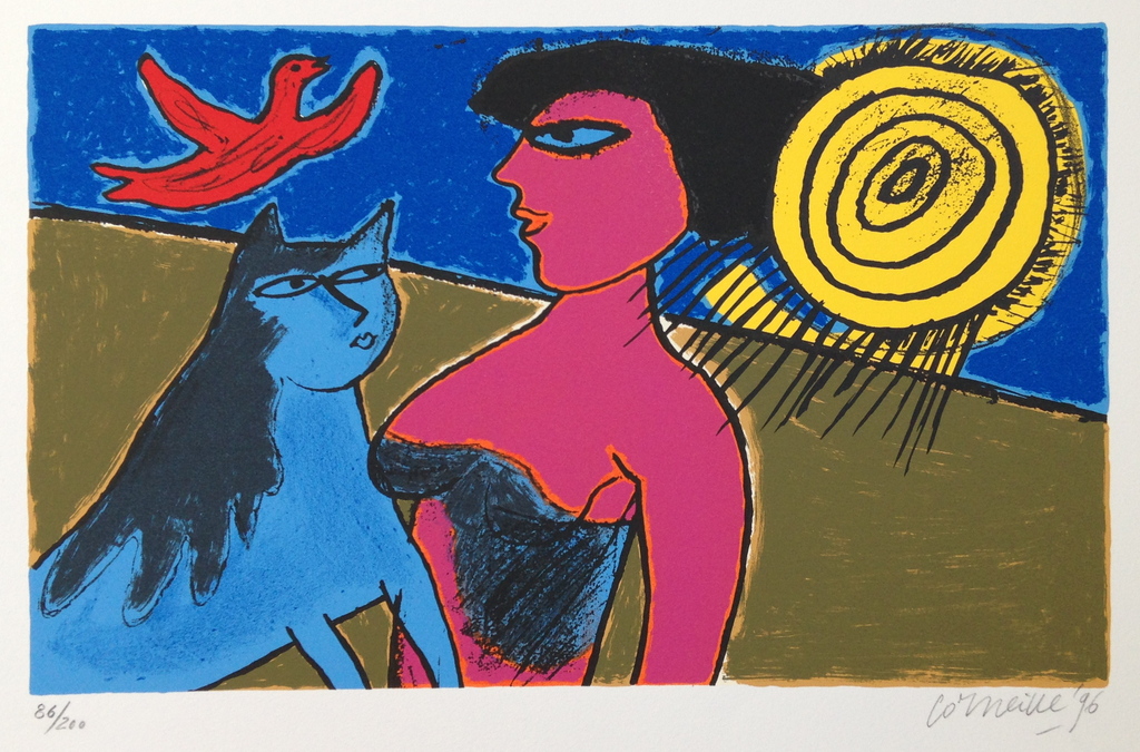 Corneille, Originele kleurenlitho uit 1996, Handgesigneerd kopen? Bied vanaf 220!