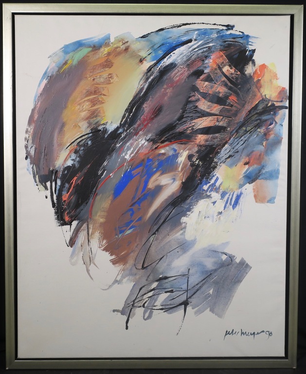 Peter Meijer: Olieverf en Aquarel op doek, Abstract - Ingelijst kopen? Bied vanaf 250!