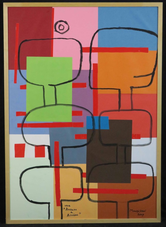 Meertje Kaal: Acryl en papier op paneel: Voor Bazaine en Bissière - Ingelijst kopen? Bied vanaf 1!