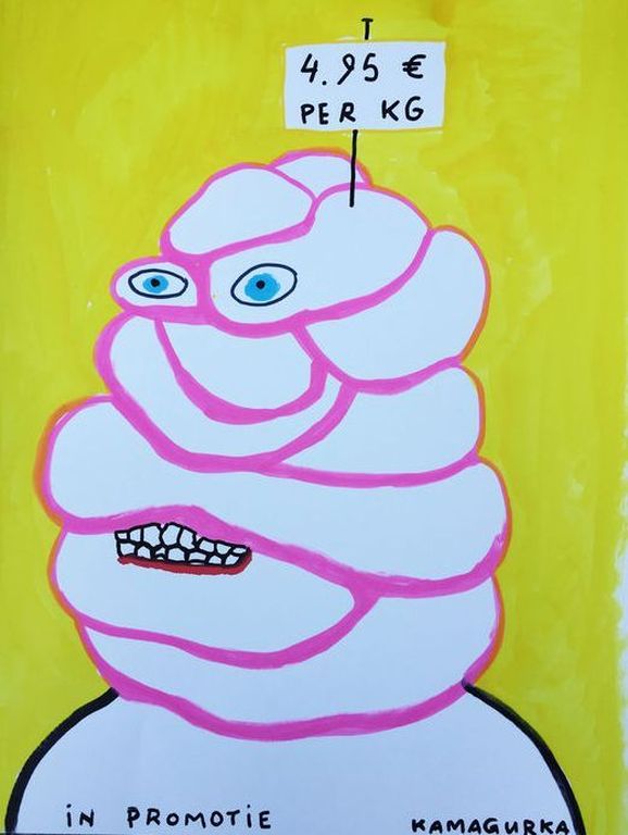 KAMAGURKA originele grote tekening, gesigneerd verkocht voor € 350!