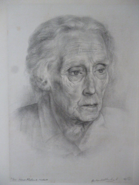 Aart van Dobbenburgh - litho - Portret van Henriëtte Roland Holst verkocht voor € 35!