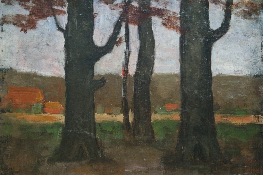 Rudolf BERENDS (Sleen 1897 - 1977 Vlagtwedde) - maroufle - bomen in landschap kopen? Bied vanaf 70!