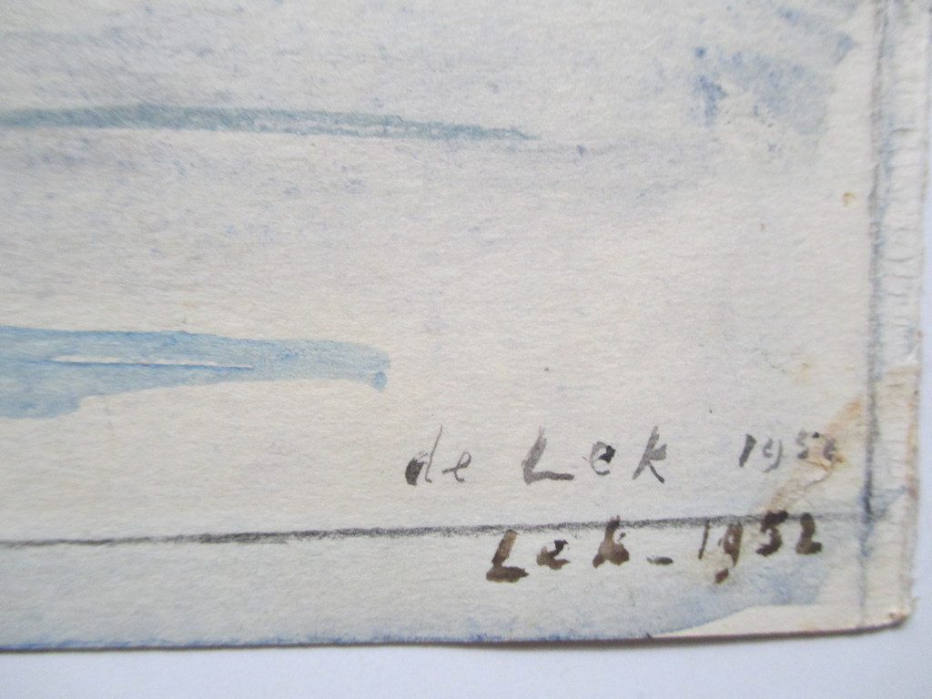 Onbekend, aquarel De Lek 1952 kopen? Bied vanaf 30!