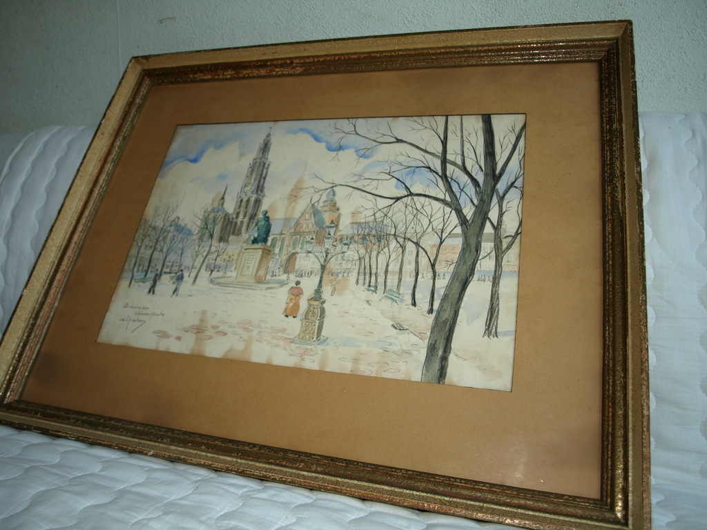 Ad Pieters – Aquarel – Antwerpen Groenplaats - Gesigneerd - Ingelijst kopen? Bied vanaf 1!