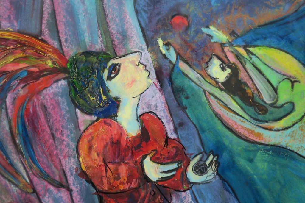 Franca Muller Jabusch: Gemengde techniek op papier, Phantasie riding - Ingelijst kopen? Bied vanaf 80!