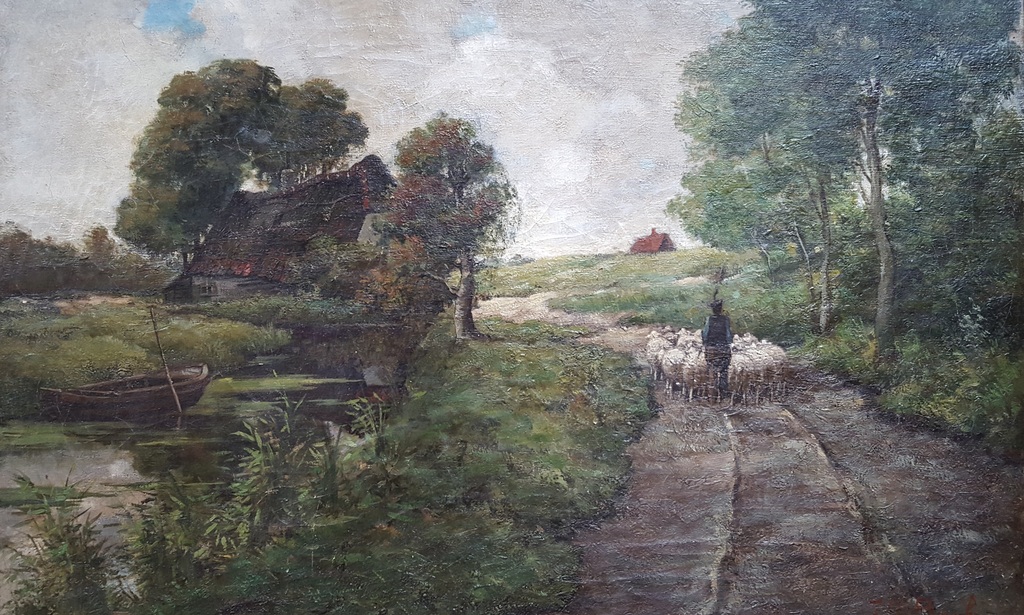 J.M. Bach - olie op doek, gesigneerd r.o. verkocht voor € 89!