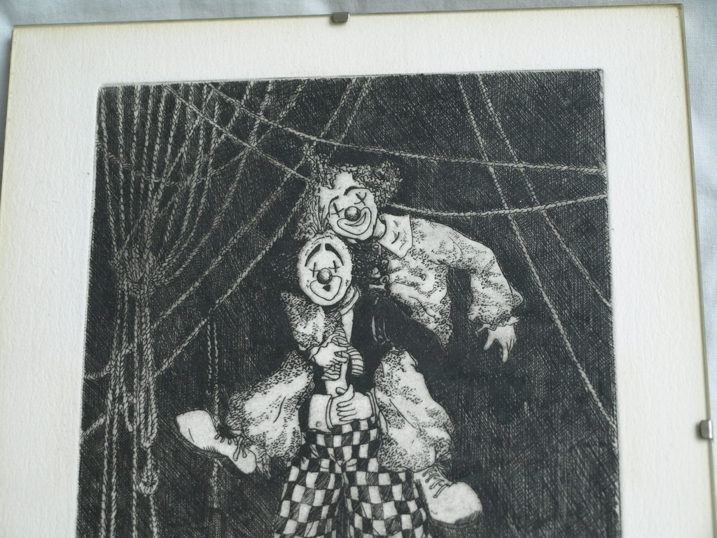 Onbekend : Ets – Clowns - Gesigneerd kopen? Bied vanaf 1!