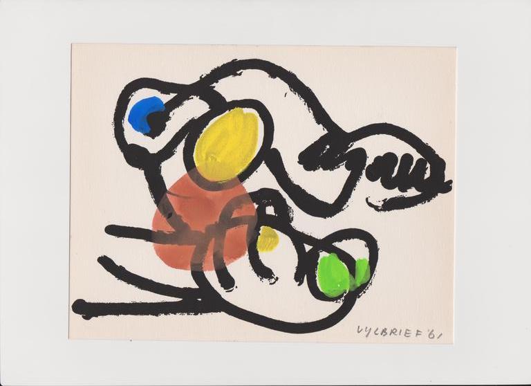 Ernst Vijlbrief, penseel tekening in Cobra stijl verkocht voor € 40!