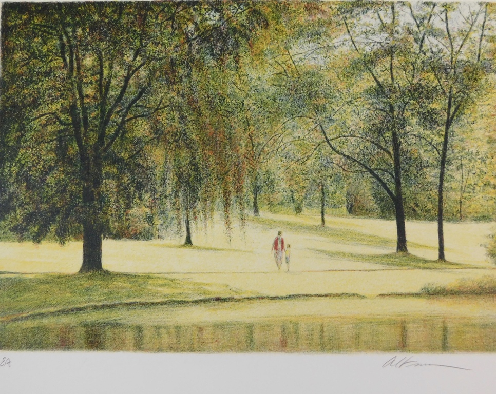 Harold Altman - Kleurenlitho - Summer in the Park  verkocht voor € 35!