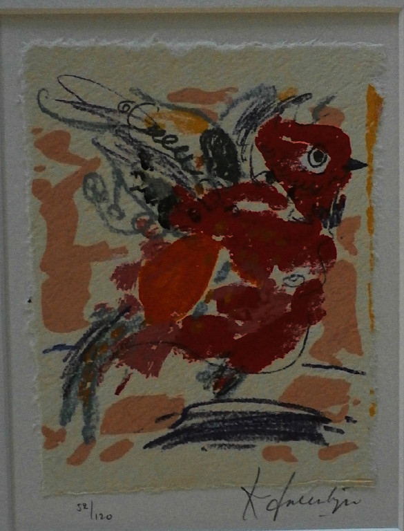 Kees Salentijn - litho: rode vogel verkocht voor € 55!