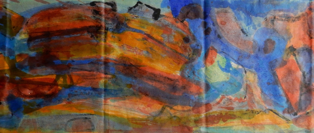 Ernst Vijlbrief (1934-2010) - Aquarel en inkt op papier 30x170 cm (groot!) kopen? Bied vanaf 1!