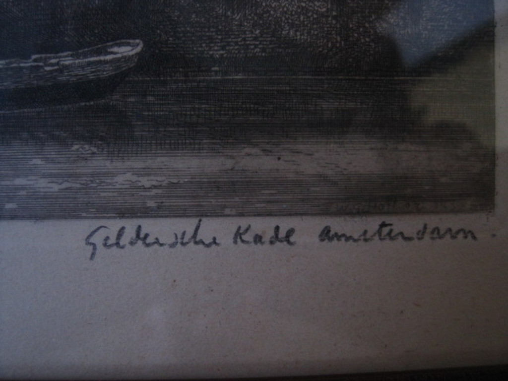 Bijzonder!! Amsterdam- Geldersekade orig. Ets W.G. Hofker 1902-1981 gesigneerd   kopen? Bied vanaf 1!